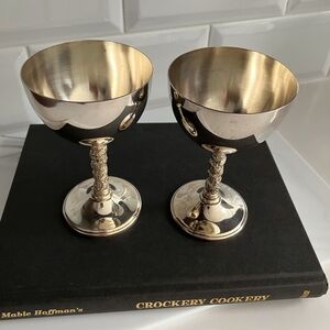 A Set of 2 Silver Plated Wine Glasses